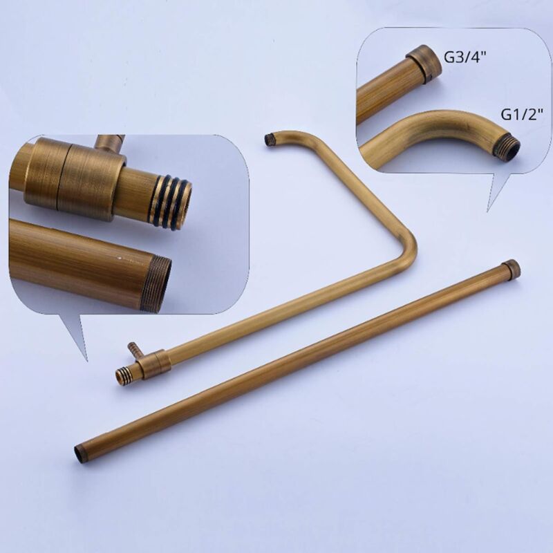 Set Doccia Retrò In Ottone Anticato - Con Soffione A Pioggia 8" E Doccetta Regolabile - Foto 10