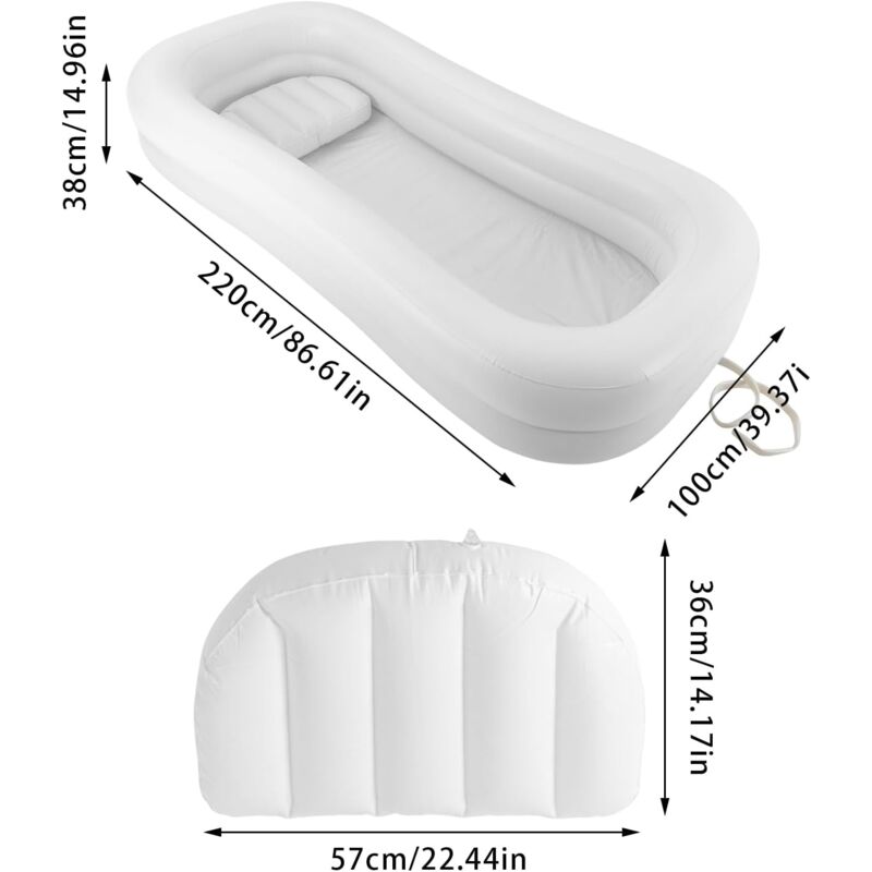 Vasca Da Bagno Gonfiabile Per Adulti CLEADONG - 120x43x43 Cm, Con Fondo A Bolle Di Massaggio, In PVC