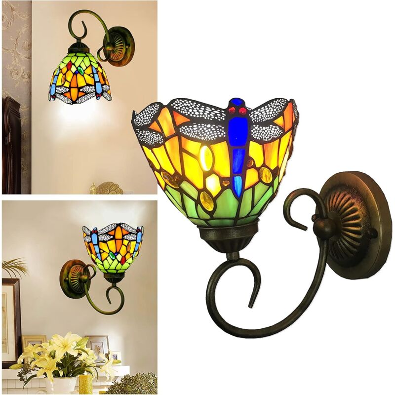 Lampada da tavolo Tiffany Art Nouveau - Libellula chiara in vetro Lampada da tavolo Tiffany Art Nouveau - Libellula chiara in vetro