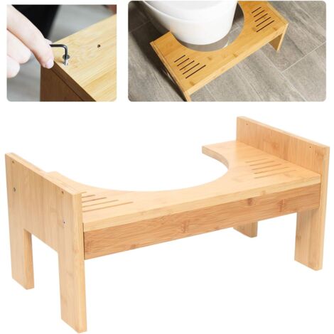 Sgabello per WC in bambù, altezza regolabile, adatto per adulti e bambini, può prevenire intasamenti emorroidi, 45 x 25 x 22,5 cm
