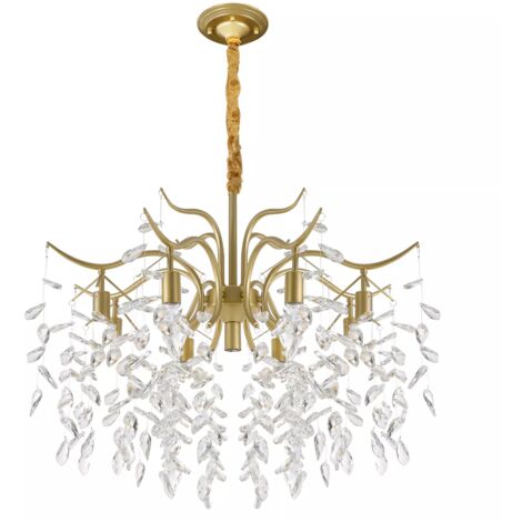 Lussuoso 8-ramo lampadario di cristallo trasparente lampadario di cristallo Lampada da soffitto classico metallo cristallo Lampada a sospensione in vetro per camera da letto, soggiorno, sala da pranzo