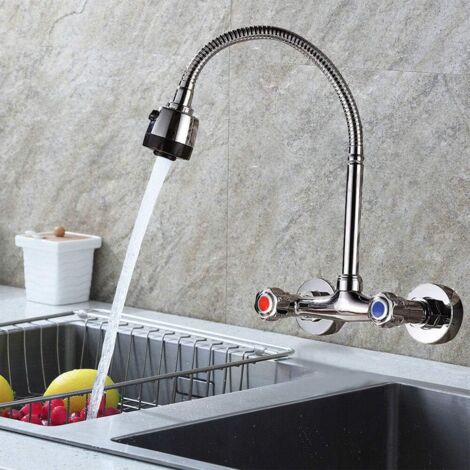Rubinetto Della Cucina Rubinetto Per Lavabo a Muro Della Cucina Ugello Rotante Rubinetto Dell'Acqua Miscelatore monocomando per lavello da cucina in stile retrò