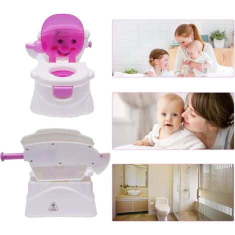 NAIZY Riduttore WC Per Bambini, Sedile In PP+PU Con Schienale E Antispruzzo, Da 1 A 8 Anni, Rosa - 2