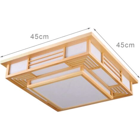 Fetcoi Lampada da soffitto giapponese – Moderna lampada da soffitto a LED bianco caldo lampada da soggiorno in legno Tatami lampada protocollo lampada(35 x 35 cm, bianco caldo