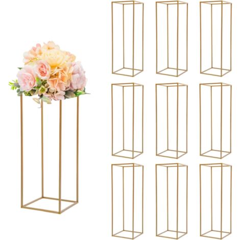 Set 4 Supporti Per Fiori Da Matrimonio, Colonne In Metallo Geometriche Bianche, Altezze Variabili Da 45 A 90cm, Portafiori Per Eventi E Decorazione Casa - 2