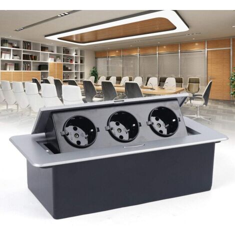 Presa da incasso a scomparsa, presa da tavolo, 3 scomparti, in alluminio, stazione energetica, presa per mobili da cucina e ufficio 10 A, 250 V,