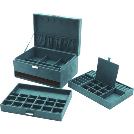 Portagioie In Legno A 5 Livelli Con Specchio | 4 Cassetti E Ganci Per Collane | Design Rustico Marrone | Per Anelli, Orecchini E Bracciali - Foto 13