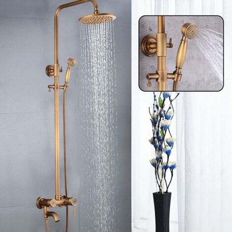 Kit doccia vintage in ottone, set doccia retrò in bronzo, sistema doccia a pioggia per parete del bagno