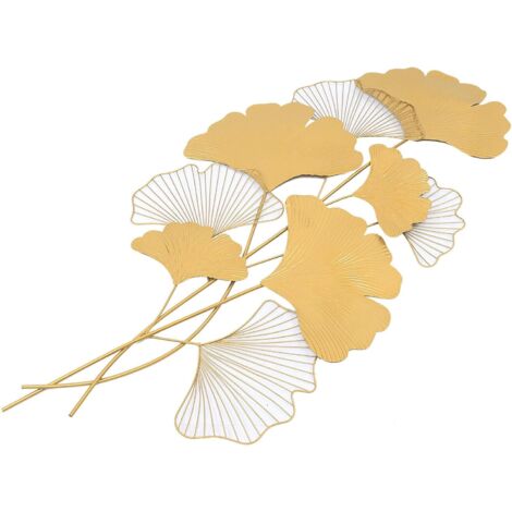 Decorazione da parete in metallo Ginkgo, decorazione da parete per soggiorno, decorazione da parete, 55 x 110 cm (1/5)