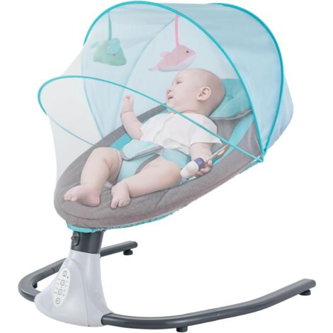 Altalena Elettrica Per Neonati Con Timer E Ampiezza Regolabile – Adattatore AC 100-260V, Peso Max 15 Kg, Per Culla E Amaca (Colore Verde)