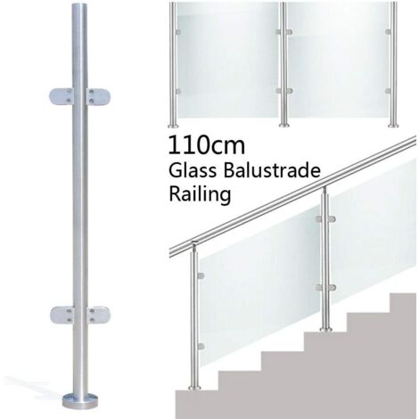 Balaustra in acciaio inossidabile balaustre ringhiera in vetro balaustra balcone con morsetti in vetro, supporto per corrimano per tubo 42mm, supporto in vetro rotondo 63  45mm