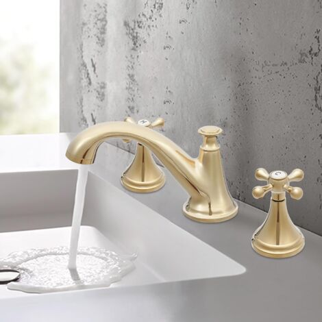 Rubinetto Lavabo 3 Fori Cromo Con Doppia Manopola A Croce – Ottone, Cartucce In Ceramica - 4