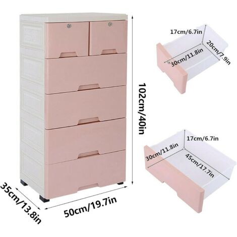 Cassettiera in plastica con ruote, con 4 cassetti, con rotelle e cassetti, per casa, armadio, camera da letto, bagno, ufficio, 48 x 30 x 69,5 cm