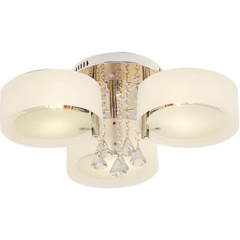 Lampadario 3 fiamma, lusso circolare Lampadario RGB Led Lampada Da Soffitto Di Cristallo E27 con Telecomando (3 teste)