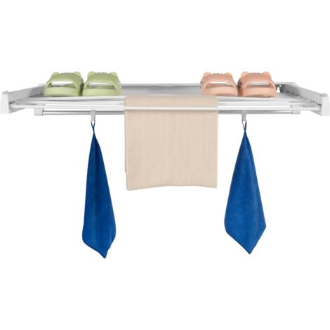 Stendibiancheria Da Parete Girevole 360° - 126 Cm In Alluminio, Pieghevole Con Ganci, Per Balcone E Bagno, Grigio Canna Di Fucile