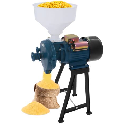 Mulino Elettrico per Cereali 2200 W, Macinino con Imbuto per Riso, Soia e Grano, per Impianti di Lavorazione e Supermercati, sorgo e caffè, Blu