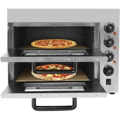 Forno elettrico per pizza, mini forno elettrico per pizza a doppio strato da 3000 W, forno per pizza per catering, forno in pietra gastronomica da 50-350 °C, per pizza, pane e prodotti da forno