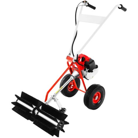Spazzatrice a benzina a 2 tempi da 1,7 CV, Avviamento elettrico, Spazzatrice con motore da esterno, Per la pulizia di prati, foglie, erba sintetica, erba, ghiaia
