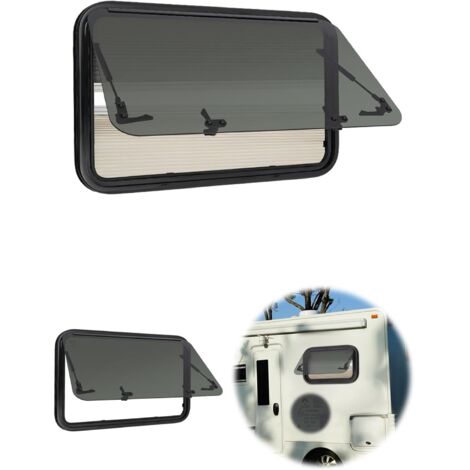 Finestra per roulotte, 800 x 500 mm, 85°, Finestra basculante, Per camper, E4, Con zanzariera e oscurante integrato, Finestra laterale con cerniera esterna
