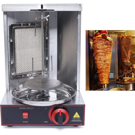 Macchina Per Doner Kebab A Gas Verticale 3000W Con Girarrosto 360° - Acciaio Inox, Per Barbecue E Torrefazione - Silver-M