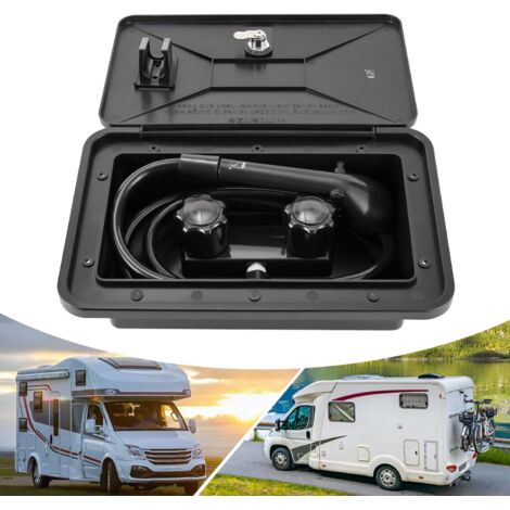 Doccia da campeggio, box doccia per camper da esterno, camper, 4,92 m, tubo flessibile, box doccia, interruttore caldo/freddo, soffione doccia, roulotte, per giardino, spiaggia, campeggio, viaggio