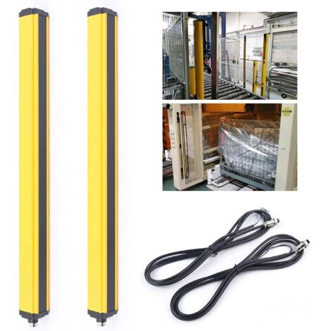 Set di 2 barriere di sicurezza a barriera fotoelettrica, sensore + cavo + viti, fasci di cavi da 10 x 40 mm, sensore a barriera fotoelettrica, interruttore di sicurezza, griglia fotoelettrica unidirez