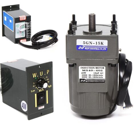 Motoriduttore elettrico, motore monofase con regolatore di velocità, 90 giri/min, 220 V, 40 W CA, velocità regolabile (1/5)