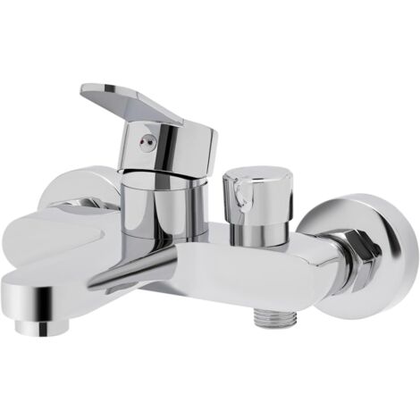 Rubinetto per vasca, miscelatore per vasca, rubinetto per vasca monocomando, miscelatore per vasca da parete, doccia per vasca per appartamenti e hotel (argento)