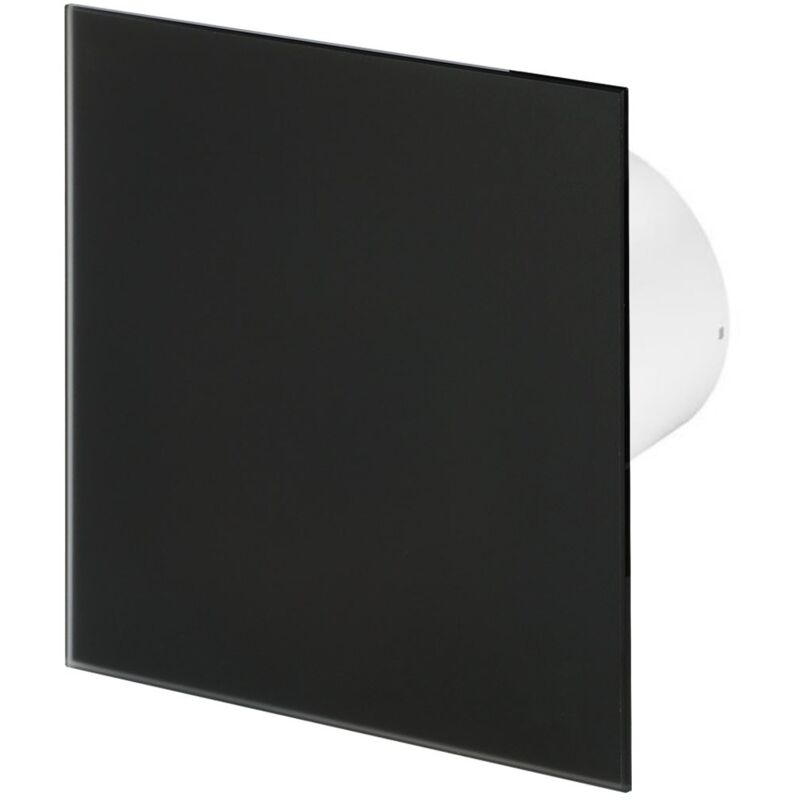 100mm Pull Cord Extractor Fan Matte Black Glass Front Panel TRAX Wall Ceiling Ventilation