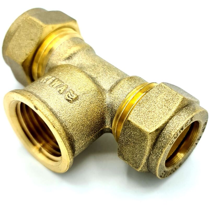 15mm Equal Tee Connection Adaptor Brass Compression Fittings Straight  Connector