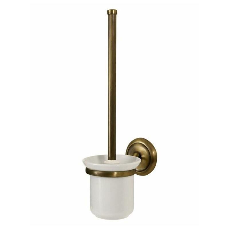 Ecru Retro Bathroom Antique Brass Wall Mounted Ceramics Cup + Toilet  Cleaning Brush