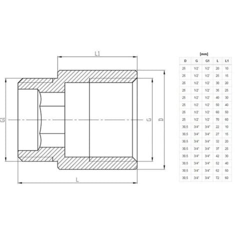 15mm long 3/4" BSP (22mm) Pipe Thread Extension Female x Male Chrome Brass