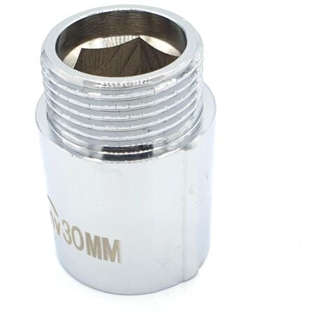 15mm long 3/4" BSP (22mm) Pipe Thread Extension Female x Male Chrome Brass