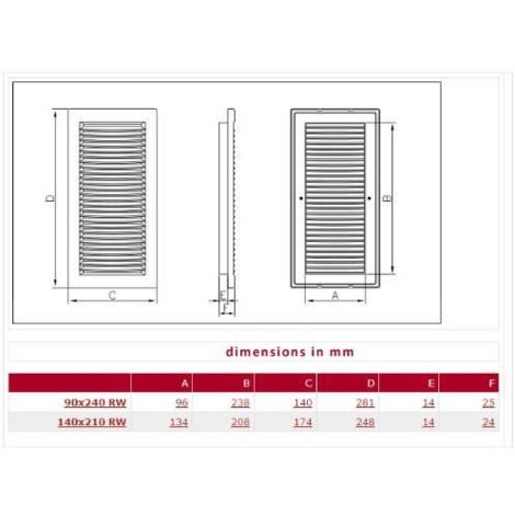 140x280mm Air Vent Grille Ventilation Cover With Shutters
