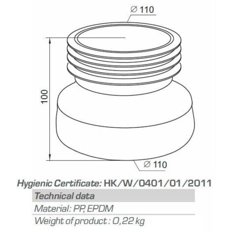 Rubber Straight Toilet Pan Connector Extension 110mm