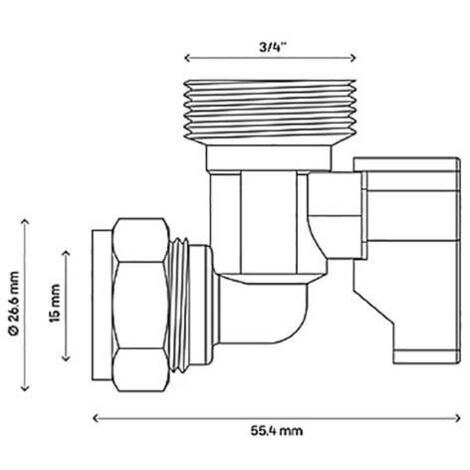 Angled Washing Machine Valve Appliance Tap Compression 15mm X 3 4