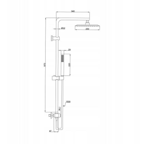 Thermostatic Shower Mixer Black Square Rainfall 2 Way Bar