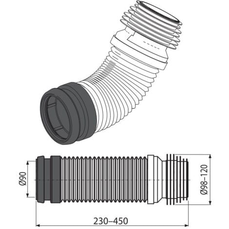 90mm Inlet x 110mm Outlet Long Flexible Toilet Pipe Waste Connector