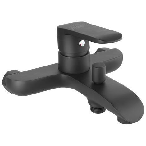 Bathtub Mixer Tap Black With Shower Diverter Wall Mounted