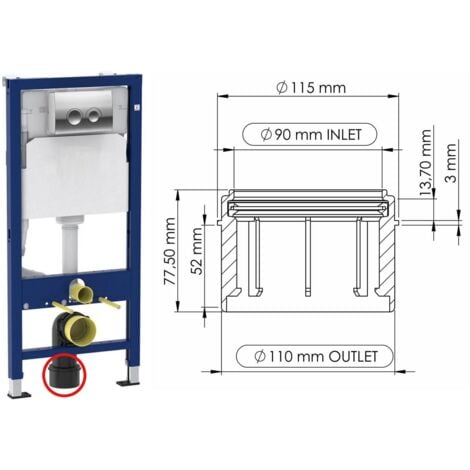 Toilet Waste Pipe Reducer 90 to 110mm Pan Connector Adaptor