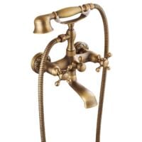 Antique Brass Retro Brushed Bathroom Bath Filler Mixer Tap Wall Mounted