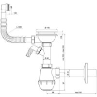 Single Kitchen Sink Bottle Drain Waste Trap 115mm Wash Machine Dish Washer  Input