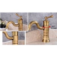 Short Retro Antique Brass Basin Sink Tap Faucet Single Lever