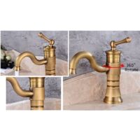 Tall Retro Antique Brass Basin Sink Tap Faucet Single Lever