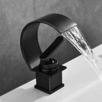 Black Basin Sink Designer Mixer Tap Waterfall Effect Single Handle
