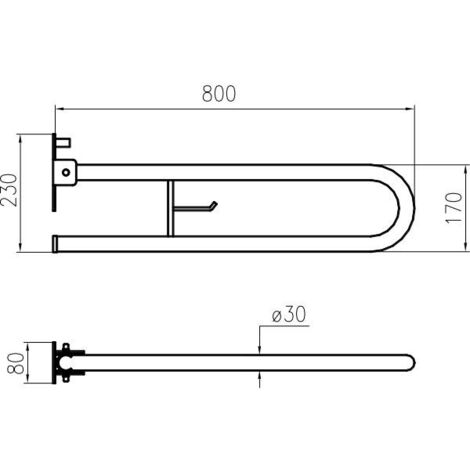 Barre d'appui basculante de la série EASY Idral 12005V-80  Blanc