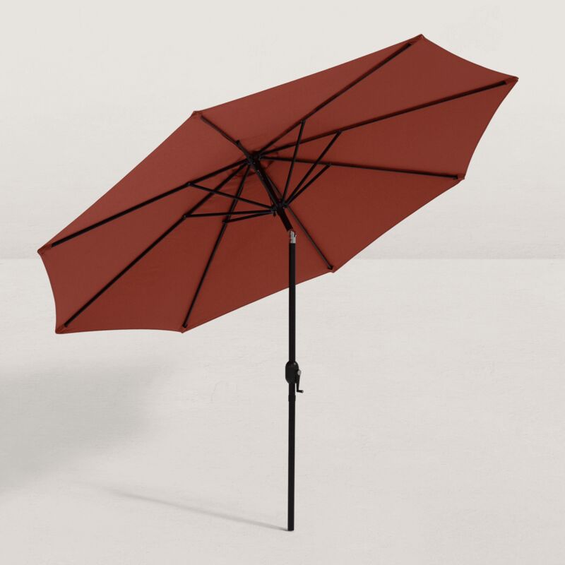 Parasol Droit Juanito Ø300 Cm - Inclinable, Toile 240g/m² Anti-UV, Ouverture Manivelle, Acier Époxy - Terrasse, Jardin