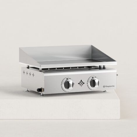 Plancha à gaz 2 feux inox massif – Surface de cuisson 53 x 35 cm – Puissance 5 kW – Température maximale 350°C
