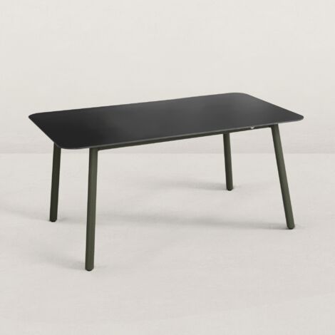 Table de jardin en aluminium et céramique 180 x 90 cm – 6/8 personnes – Plateau inrayable – Structure robuste en aluminium peint