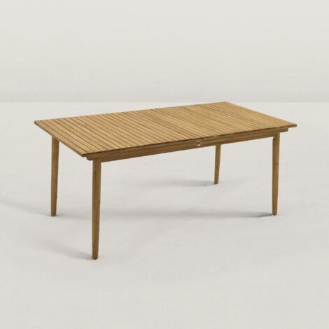 Table de jardin extensible en bois d'acacia massif 180-240 cm – 8/10 personnes – Trou pour parasol – Hauteur 76 cm